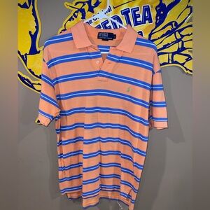 Polo by Ralph Lauren Orange and Blue Striped Polo Shirt